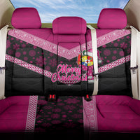 Tonga Christmas Back Car Seat Cover Tongan Coat of Arms Santa With Ngatu Pattern Christmas Pink Style LT03 One Size Pink - Polynesian Pride