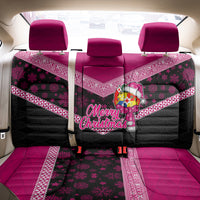 Tonga Christmas Back Car Seat Cover Tongan Coat of Arms Santa With Ngatu Pattern Christmas Pink Style LT03 - Polynesian Pride