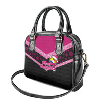 Tonga Christmas Shoulder Handbag Tongan Coat of Arms Santa With Ngatu Pattern Christmas Pink Style LT03 - Polynesian Pride
