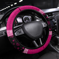 Tonga Christmas Steering Wheel Cover Tongan Coat of Arms Santa With Ngatu Pattern Christmas Pink Style LT03 Universal Fit Pink - Polynesian Pride