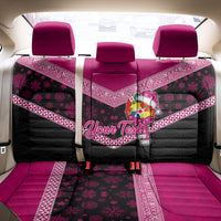 Personalised Tonga Christmas Back Car Seat Cover Tongan Coat of Arms Santa With Ngatu Pattern Christmas Pink Style LT03 - Polynesian Pride