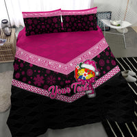 Personalised Tonga Christmas Bedding Set Tongan Coat of Arms Santa With Ngatu Pattern Christmas Pink Style LT03 - Polynesian Pride