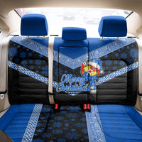 Tonga Christmas Back Car Seat Cover Tongan Coat of Arms Santa With Ngatu Pattern Christmas Blue Style LT03 - Polynesian Pride