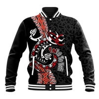 Aotearoa Toitu Te Tiriti Baseball Jacket Maori Taniwha Haka - Honour the Treaty LT03 Unisex Black - Polynesian Pride