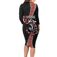 Aotearoa Toitu Te Tiriti Family Matching Long Sleeve Bodycon Dress and Hawaiian Shirt Maori Taniwha Haka - Honour the Treaty LT03 - Polynesian Pride