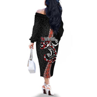 Aotearoa Toitu Te Tiriti Family Matching Off The Shoulder Long Sleeve Dress and Hawaiian Shirt Maori Taniwha Haka - Honour the Treaty LT03 - Polynesian Pride