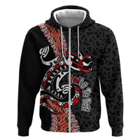 Aotearoa Toitu Te Tiriti Hoodie Maori Taniwha Haka - Honour the Treaty LT03 Zip Hoodie Black - Polynesian Pride