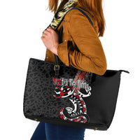 Aotearoa Toitu Te Tiriti Leather Tote Bag Maori Taniwha Haka - Honour the Treaty LT03 Black - Polynesian Pride