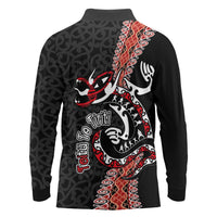 Aotearoa Toitu Te Tiriti Long Sleeve Polo Shirt Maori Taniwha Haka - Honour the Treaty LT03 - Polynesian Pride