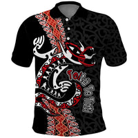 Aotearoa Toitu Te Tiriti Polo Shirt Maori Taniwha Haka - Honour the Treaty LT03 Black - Polynesian Pride