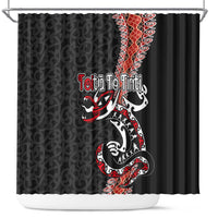 Aotearoa Toitu Te Tiriti Shower Curtain Maori Taniwha Haka - Honour the Treaty LT03 Black - Polynesian Pride