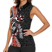 Aotearoa Toitu Te Tiriti Women Sleeveless Polo Shirt Maori Taniwha Haka - Honour the Treaty LT03 - Polynesian Pride