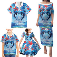 Hawaiian Dolphin Love Couple - Ocean Heart Family Matching Puletasi and Hawaiian Shirt LT03 - Polynesian Pride