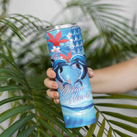 Hawaiian Dolphin Love Couple - Ocean Heart Skinny Tumbler LT03 - Polynesian Pride
