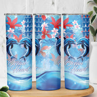 Hawaiian Dolphin Love Couple - Ocean Heart Skinny Tumbler LT03 - Polynesian Pride