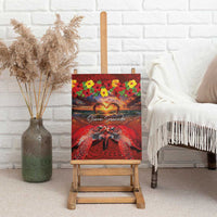 Hawaiian Turtle Love Couple Canvas Wall Art Ocean Serenade - Honu Honi Ihu with Hibiscus and Romantic Sunset Red Color LT03 - Polynesian Pride
