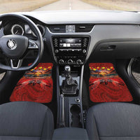 Hawaiian Turtle Love Couple Car Mats Ocean Serenade - Honu Honi Ihu with Hibiscus and Romantic Sunset Red Color LT03 Set 2pcs - Front Red - Polynesian Pride