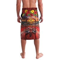 Hawaiian Turtle Love Couple Lavalava Ocean Serenade - Honu Honi Ihu with Hibiscus and Romantic Sunset Red Color LT03 - Polynesian Pride