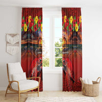 Hawaiian Turtle Love Couple Window Curtain Ocean Serenade - Honu Honi Ihu with Hibiscus and Romantic Sunset Red Color LT03 - Polynesian Pride