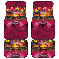 Hawaiian Turtle Love Couple Car Mats Ocean Serenade - Honu Honi Ihu with Hibiscus and Romantic Sunset Pink Color LT03 - Polynesian Pride