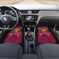 Hawaiian Turtle Love Couple Car Mats Ocean Serenade - Honu Honi Ihu with Hibiscus and Romantic Sunset Pink Color LT03 Set 2pcs - Front Pink - Polynesian Pride