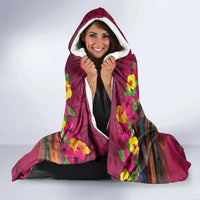 Hawaiian Turtle Love Couple Hooded Blanket Ocean Serenade - Honu Honi Ihu with Hibiscus and Romantic Sunset Pink Color LT03 - Polynesian Pride