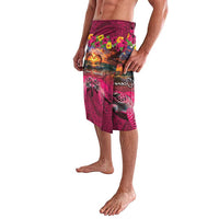 Hawaiian Turtle Love Couple Lavalava Ocean Serenade - Honu Honi Ihu with Hibiscus and Romantic Sunset Pink Color LT03 - Polynesian Pride