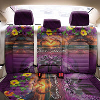 Hawaiian Turtle Love Couple Back Car Seat Cover Ocean Serenade - Honu Honi Ihu with Hibiscus and Romantic Sunset Purple Color LT03 - Polynesian Pride