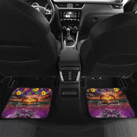 Hawaiian Turtle Love Couple Car Mats Ocean Serenade - Honu Honi Ihu with Hibiscus and Romantic Sunset Purple Color LT03 Set 2pcs - Back Purple - Polynesian Pride