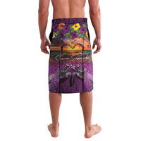 Hawaiian Turtle Love Couple Lavalava Ocean Serenade - Honu Honi Ihu with Hibiscus and Romantic Sunset Purple Color LT03 - Polynesian Pride