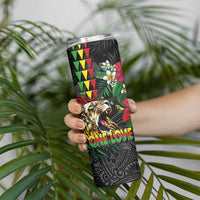 Hawaiian One Love Skinny Tumbler Reggae Lion Tropical Plants and Kakau with Tribal Pattern LT03 - Polynesian Pride