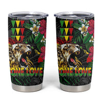 Hawaiian One Love Tumbler Cup Reggae Lion Tropical Plants and Kakau with Tribal Pattern