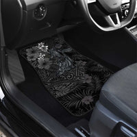 Hawaiian Tropical Plants and Tribal Whales Car Mats Polynesian Art Tattoo Grayscale