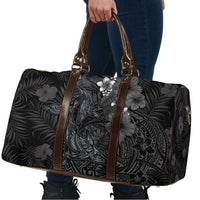 Hawaiian Tropical Plants and Tribal Whales Travel Bag Polynesian Art Tattoo Grayscale LT03 - Polynesian Pride