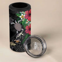 Hawaiian Tropical Plants and Turtles 4 in 1 Can Cooler Tumbler Polynesian Art Motifs LT03 - Polynesian Pride