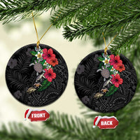 Hawaiian Tropical Plants and Turtles Ceramic Ornament Polynesian Art Motifs
