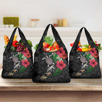Hawaiian Tropical Plants and Turtles Grocery Bag Polynesian Art Motifs