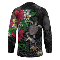 Hawaiian Tropical Plants and Turtles Hockey Jersey Polynesian Art Motifs