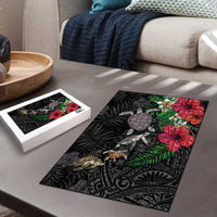 Hawaiian Tropical Plants and Turtles Puzzle Polynesian Art Motifs