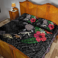 Hawaiian Tropical Plants and Turtles Quilt Bed Set Polynesian Art Motifs