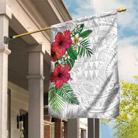 Hawaiian Tropical Plants Garden Flag Kakau Tattoo and Polynesian Pattern Half White Color