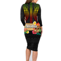 Hawaii Pan-Pacific Festival Family Matching Long Sleeve Bodycon Dress and Hawaiian Shirt Hawaiian Elements and Polynesian Tattoo
