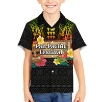 Hawaii Pan-Pacific Festival Family Matching Off Shoulder Maxi Dress and Hawaiian Shirt Hawaiian Elements and Polynesian Tattoo