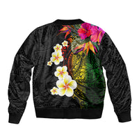 Hawaii Plumeria Bomber Jacket Polynesian Tattoo and Hibiscus LT03 - Polynesian Pride