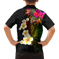 Hawaii Plumeria Family Matching Long Sleeve Bodycon Dress and Hawaiian Shirt Polynesian Tattoo and Hibiscus LT03 - Polynesian Pride