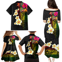 Hawaii Plumeria Family Matching Puletasi and Hawaiian Shirt Polynesian Tattoo and Hibiscus LT03 - Polynesian Pride
