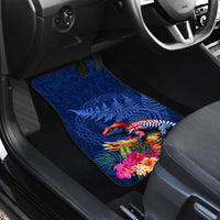 New Zealand Tuatara Car Mats Silver Fern Hibiscus and Tribal Maori Pattern Blue Color LT03 - Polynesian Pride