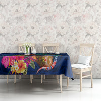 New Zealand Tuatara Christmas Tablecloth Silver Fern and Xmas Pohutukawa Tree Blue Color LT03 - Polynesian Pride