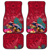 New Zealand Tuatara Christmas Car Mats Silver Fern and Xmas Pohutukawa Tree Red Color LT03 - Polynesian Pride