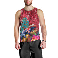 New Zealand Tuatara Christmas Men Tank Top Silver Fern and Xmas Pohutukawa Tree Red Color LT03 - Polynesian Pride